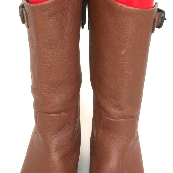 Massimo Dutti Caramel Leather Mid-Calf Side Zip Boots 7M - Picture 3 of 11